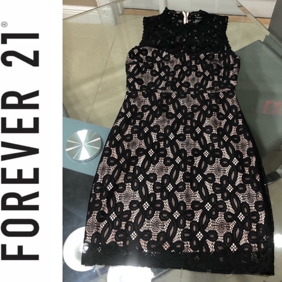 Forever 21 Dresses & Skirts - Forever 21 Black lace overlay mini dress size S